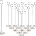 Urban Deco 16PK Table Number Holders Place Card Holders 12 Inch Table Card Holders Steel Card Holders for Photos, Food Signs, Memo Notes, Weddings, Restaurants, BirthdaysMatte Silver
