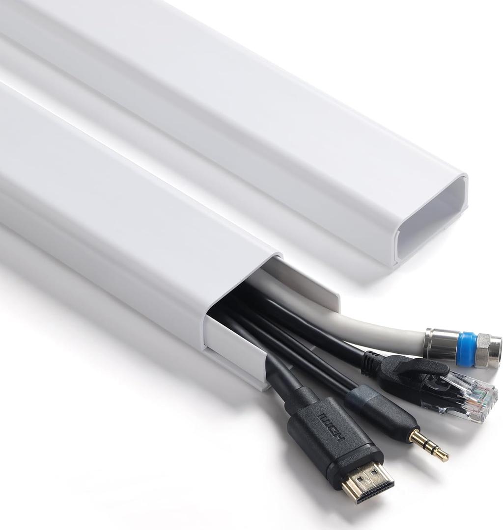 Cord Covers for Wires on Wall 32in(2xL16in), Wire Covers for Cords, X-Large TV Cord Hider Wire Hider for Cords, Cable Hider for Wall Mount TV, Cable Cover Wall Cable Raceway White W1.54in x H0.75in