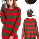 eforpretty Halloween Costume for Women Knitted Sweater Dress with Brown Hat and Leather Glove Set (Medium)
