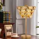 TOCHIC 3 Lights Table Lamp for Living Room, Gold Ginkgo Leaves Bedside Table Lamp for Bedroom, 26" Tall Modern Traditional Desk Nightstand Lamp for Entryway, Staircase, Home Office