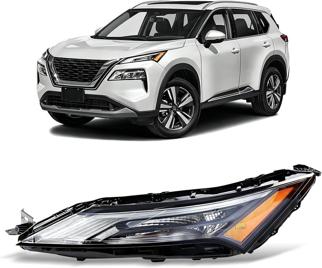 Left Headlight Assembly Compatible with Rogue 2021 2022 2023
w/DRL w/Halogen Turn Light Upper Headlamp Front Light Driver Side 261256RR0A NI2562102