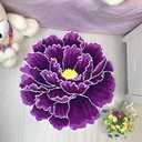 Purple Peony Floral Shaped Area Rugs,Modern Art Flower Shaggy Carpet for Bedroom Kitchen Bathroom,Soft Non-Slip Washable Bath Rug,Indoor Outdoor Doormat,23.6" X 23.6"