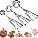 Cookie Scoop Set, Ice Cream Scoop Set with Multiple Size Trigger Small, Medium and Large Stainless Steel Cookie Scoops Set of 3 for Baking, Stainless Steel Cupcake Scoop, Ice Cream Scooper (3Pcak)