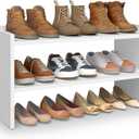 VASAGLE Shoe Rack for Closet, Stackable Shoe Organizer Shelf for Entryway, 2 Tiers, 11.7 x 24.4 x 14.2 Inches, White ULBS062WZ01S