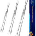 JETKONG 3 Pcs Extra Long Kitchen Tweezers Heavy Duty Stainless Steel Cooking Tweezers (9 12 14 Inch, Silver)
