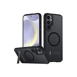 for Samsung Galaxy S24 Case, [Compatible with MagSafe], Adjustable Kickstand,Military Grade Drop Tested, Translucent Matte Phone Case for Galaxy S24 Case (Black)