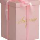 Surprise Explosion Flower Gift Box 10 * 10 * 14 inches- For Marriage Proposal Birthday Party Christmas Mother's Day Any Surprise Event (Without flower) (Pink)