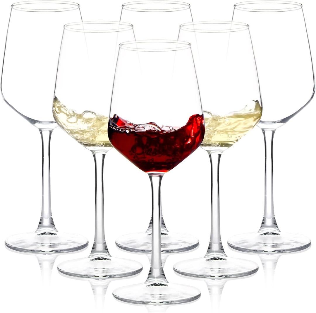 SHYRC Wine Glasses Set of 6, 12oz Clear Red/White Wine Glasses, Long Stem Glasses for Party, Wedding and Home