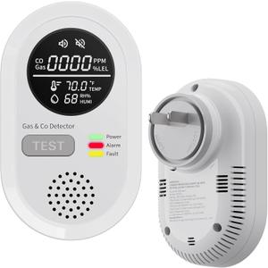 8-in-1 Natural Gas Leak Detector & Carbon Monoxide Detectors - Monitor CO, Natural Gas, Temperature & Humidity HD Screen with Gas & CO Monitor Alarm Sound Warning for Home, RV, Apartment Safety (1)