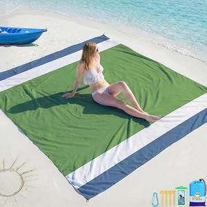 BYDOLL Beach Blanket Waterproof Sandproof Large Sand Free,78''X81'' Oversized Sandless Lightweight Blanket Picnic Mat for Beach Travel Camping Hiking with Stakes