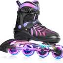 Girls Inline Skates for Boys Kids , Adjustable Light Up Roller Skates for Youth Teens, Beginner Blades for Women Adults (Gradient Purple) Size: Large-Youth（4-7 US）