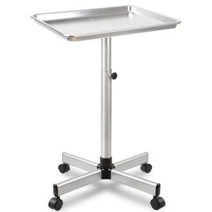 Salon Tray on Wheels, Salon Color Tray with Adjustable Height,Salon Rolling Tray Ideal Use As Metal Mayo Stand Tray,Tattoo Tray, Medical Tray, Dental Tray, Silver