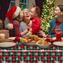 KALOR 3 Pack Christmas Tablecloth, 54 x 108 Inch Red Green Snowflake Large Disposable Table Cover, Waterproof Vintage Cloth for Party Decorations Supplies
