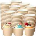 Honeydak 200 Pack Beige Kraft Ice Cream Cups Bulk 5 oz Small Disposable Treat Paper Cups Dessert Yogurt Bowls Snacks Sundae Yogurt Container for Summer Ice Cream Wedding Birthday Party Supplies