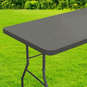 Homing Rectangle Table Cloth Cover, Waterproof Polyester Elastic Fitted Tablecloth, Fits for 6 Foot Folding Tables, Washable Table Protector for Picnic, Camping, Outdoor (Grey, 30" x 72")