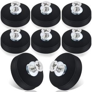 8 Pack Anti-Scratch Mounting Magnets, Rubber Coated Neodymium Magnets with M4 Female Threaded Studs, Non-Slip Strong Monting Magnet for Led Lighting Bar