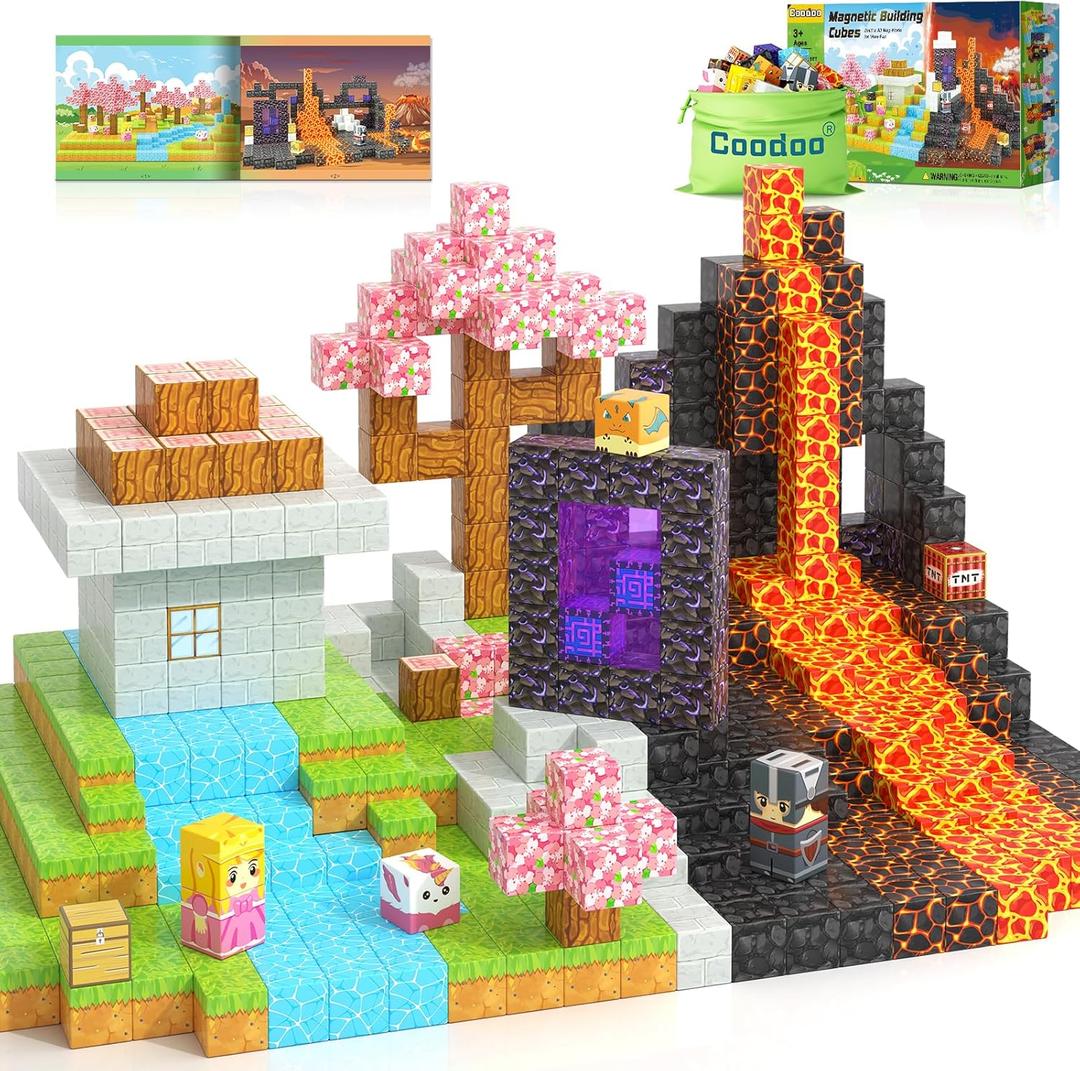Magnetic Blocks - Build Mine Magnet World Magic Portal Set, Magnetic Tiles Building Blocks Toddler Toy STEM Sensory Outdoor Toys for 3+ Year Old Boys & Girls, Creative Kids Games Kids Toys 84PCS (Medium)