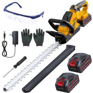 20'' Hedge Trimmer Cordless with 2pcs 4000mAh Battery, Electric Handheld Bush Clipper with Rechargeable Batteries, 3000RPM 180 Rotatable Head, 2/3'' Blade Gap, Gifts for Father's Day