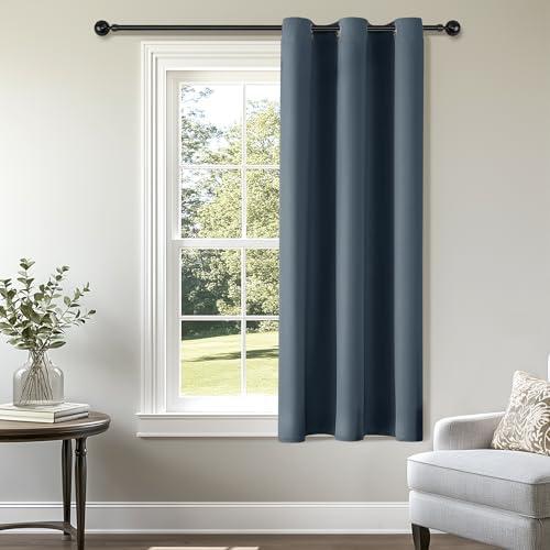 ChrisDowa Small Window Curtains 50 inches Long for Bedroom - Grommet Short Thermal Insulated Room Darkening Curtains for Kitchen (1 Panel, Stone Blue, 29 x 50 Inch)