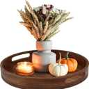 FramePro Serving Trays 12" Round for Wooden Coffee Table - Multi-Functional Home Decor Ottoman Platter Carbonized Black (Brown)
