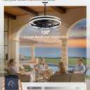 LEDIARY 24" Outdoor Ceiling Fans with Light, Waterproof Gazebo Fan with Hanging Hook, App Control for 3CCT Dimmable, Caged Plug in Ceiling Fan with Hanging Hook for Patio, Porch, Pergola