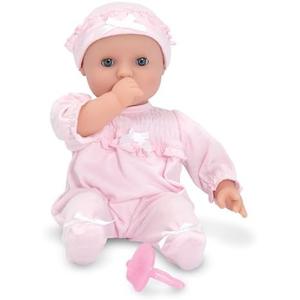 Melissa & Doug Mine to Love Jenna 12" Baby Doll with Moving Eyes, Thumb & Pacifier Sucking Action, Doll Clothes & Accessories, Toddler Toys for Girls & Boys Ages 18 Mo+