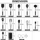 Silicone Cooking Utensils Set, E-far 14-Piece Black Kitchen Utensils Set with Holder, Kitchen Tools Spatulas with Stainless Steel Handle for Non-stick Cookware, Heat Resistant & Dishwasher safe
