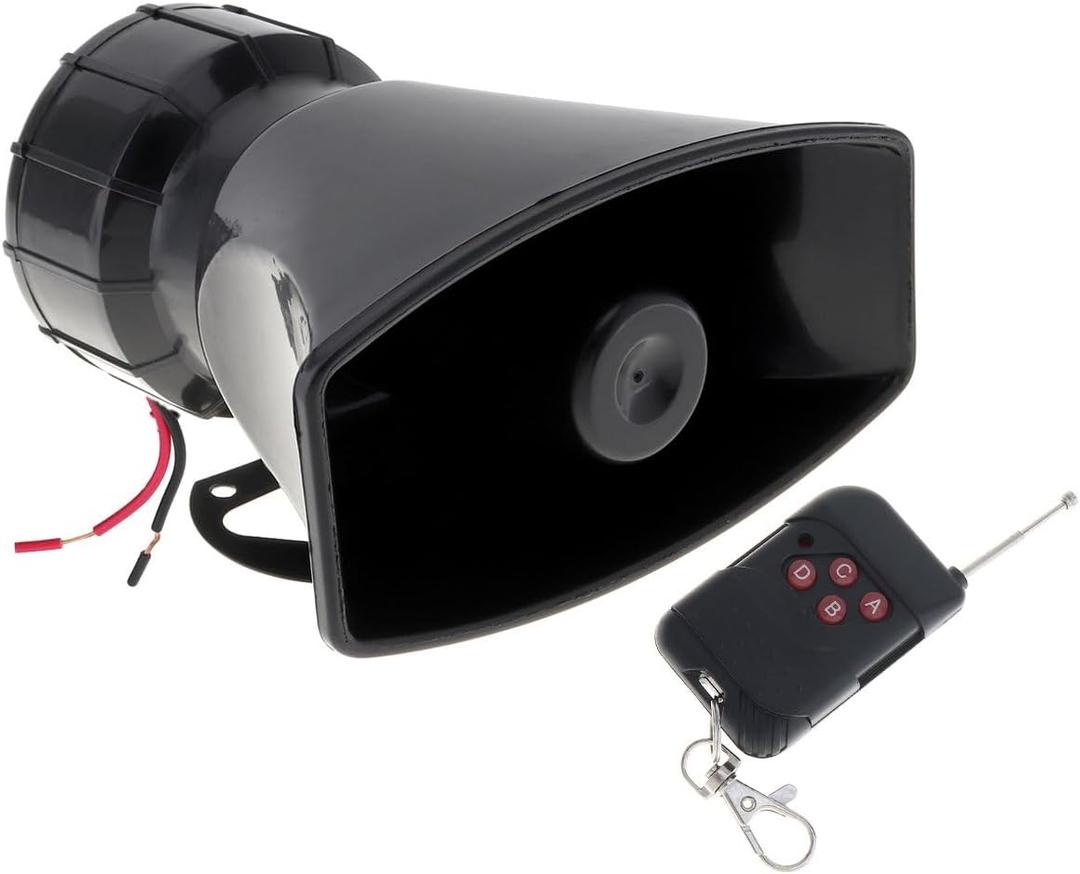 7 Tone Sound Loud Car Siren Vehicle Horn Hooter/Ambulance/Siren/Traffic Sound with Black Remote Controller 12V 100W (1PC Remote Controller)