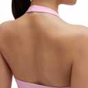 SUUKSESS Women Halter Tank Tops Deep V Neck Wrap Workout Crop Top Yoga Padded Bra (XS)
