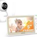 VTimes 5'' Screen Video Baby Monitor with Camera and Audio, 32-Hour Battery, Baby Monitor No WiFi Remote Pan-Tilt-Zoom VOX, Two-Way Talk Night Vision Temperature Display Alarm 8 Lullabies and 1000ft