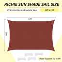 RICHIE Upgrade 10'x13' Sun Shade Sail Rectangle Canopy, Water Resistant & UV Block Sunshade for Outdoor Patio Lawn Beach Garden Carport Backyard Deck Pergola, Rust Red