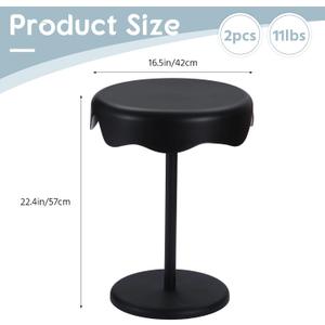 Geelin 16.5 x 22.4 Inch 2pcs Black Round Outdoor Side Table Removable Weatherproof Plastic End Table Modern Home Decor for Phone Books Snacks in Office, Patio, Deck, Living Room, Bedroom