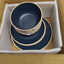 Melamine Dinnerware Sets for 4, Plates and Bowls Sets 12 Pcs, Melamine Plates, Nautical Dinnerware Sets, Modern Style,Dishwasher Safe, BPA Free, Suitable Indoor and Outdoor Use (Deep Blue)