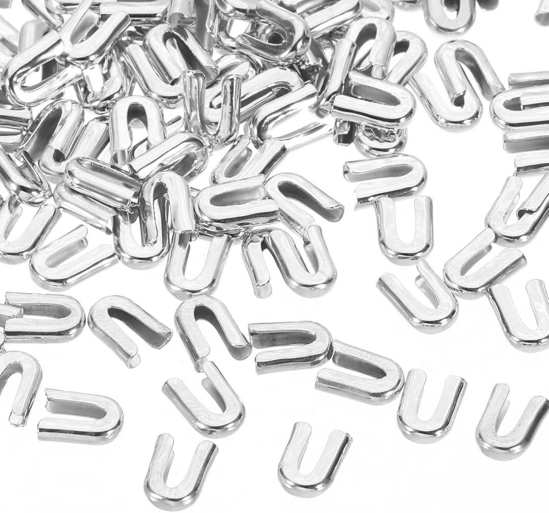 PATIKIL 100Pcs 5mm 3/16inch Width Spiral Boning Tips for Sewing, Galvanized Carbon Steel Corset Boning Tips Covers End Cap for Costume Bridal Dress, Silver Tone