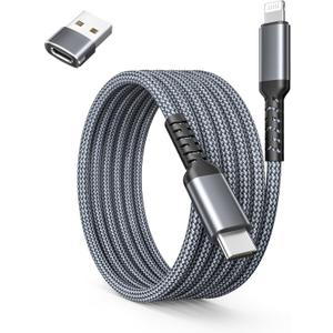 Basesailor iPhone 14 13 Pro Max Charger Cable 10FT,USB C to Lightning Cable with USB A Adapter,Fast Car Charging Power Cord for Apple 12 11 Plus XS XR 8 7 6 Plus 5 SE,iPad 9 9th 8 8th Generation