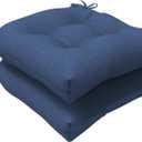 LVTXIII Outdoor/Indoor U-Shaped Wicker Seat Cushion, Decorative Tufted Chair Pads Seat Cushions Set for Patio Garden Home Office Furniture, 19x19x4, 2 Pack, Navy Textured