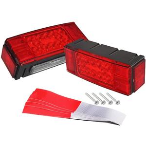 Partsam 12V LED Submersible Low Profile Rectangular Trailer Lights, Waterproof LED Combination Trailer Tail Light Kit Stop Brake License Plate Turn Running Lights Sealed for Boat Trailer Lights Truck