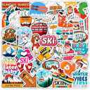 100Pcs Skiing Stickers for Water Bottle, Laptops - Skiing Gifts, Party Supplies & Decoration - Ski Helmet Stickers, Snowboard Decals - Gift for Women & Men