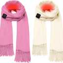 2 Pcs Heated Scarf for Women Men USB Heating Scarf Soft Warm Electric Heated Neck Warmer for Winter (Pink)