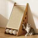 Cat Scratcher with Nest - Non-Shedding Vertical Cat Scratching Post, Cat Board Scratcher with 3 Sisal Balls for Indoor Cats, Reliable Wall Mounting