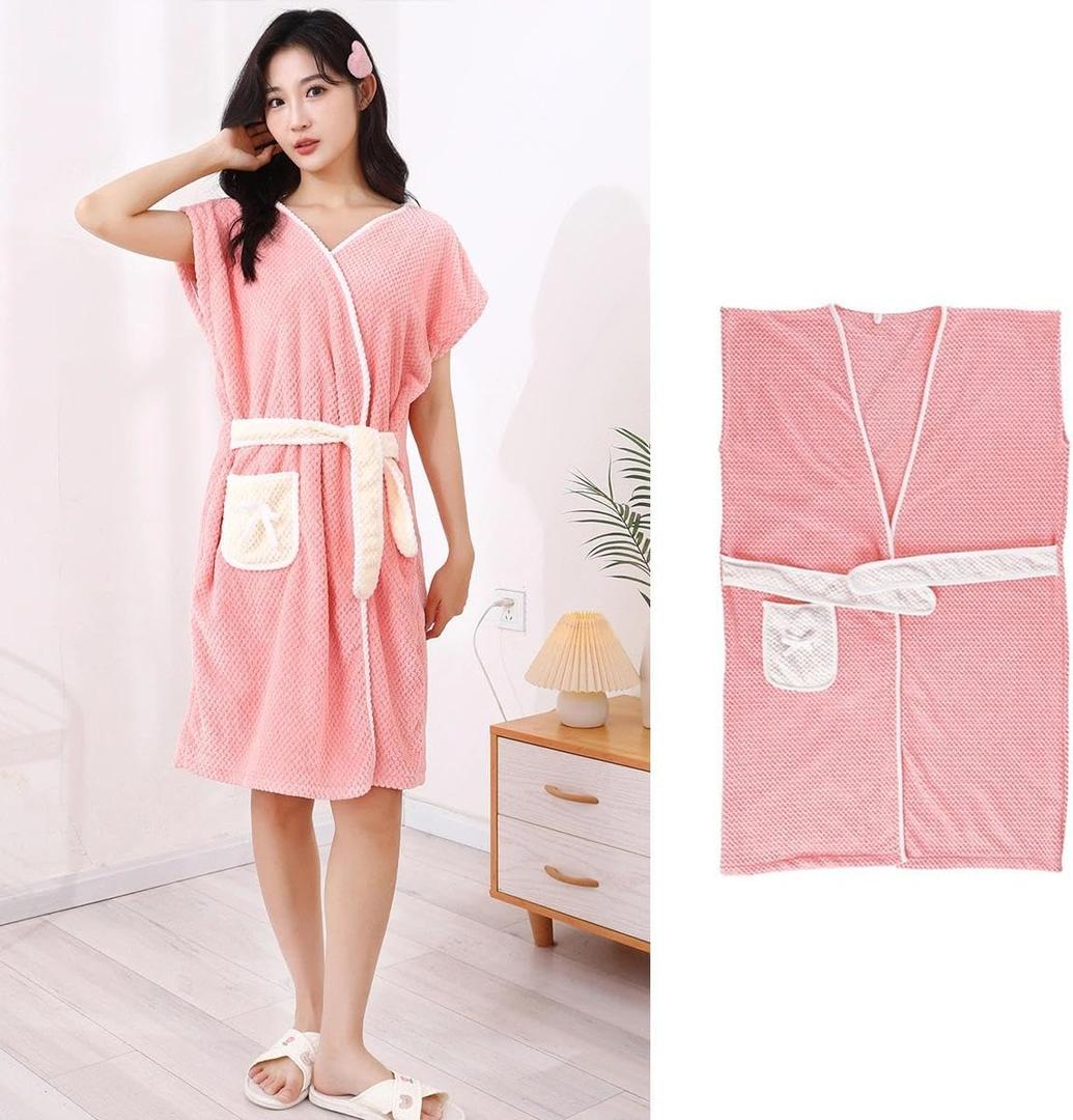 1Pc Soft and Fluffy Coral Fleece Bathrobe Suitable for Home Use Bath Towel and Casual Loungewear 140 * 93cm