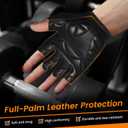 ATERCEL Premium Leather Workout Gloves for Men and Women, Suitable for Weightlifting, Gym, Cycling (Black, Small)
