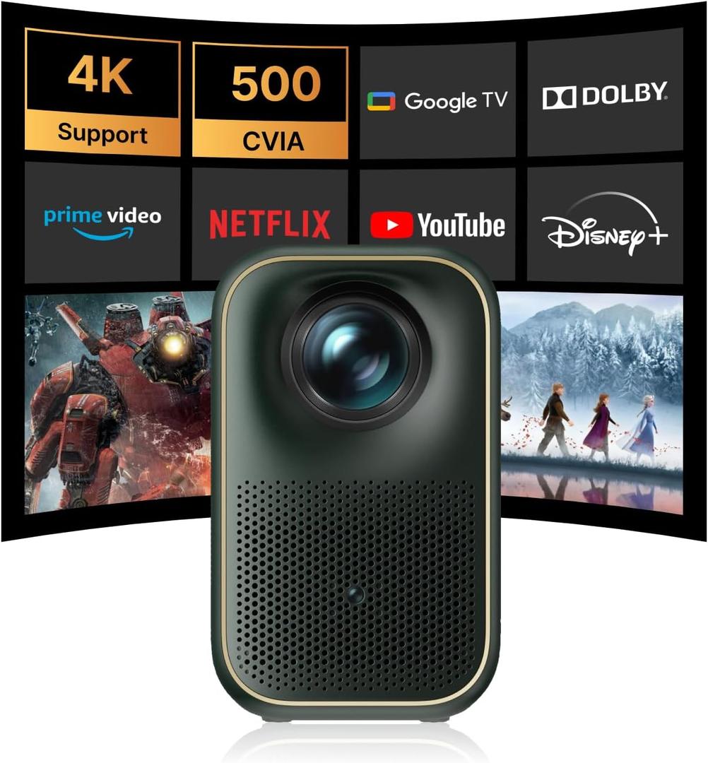 Google TV/NetflixFormovie Smart Projector with WiFi6 and Bluetooth, Netflix-Licensed Native 1080P Projector for Home Theater, Outdoor Movie Proyector, Auto Focus, Xming Page One Movie Projector
