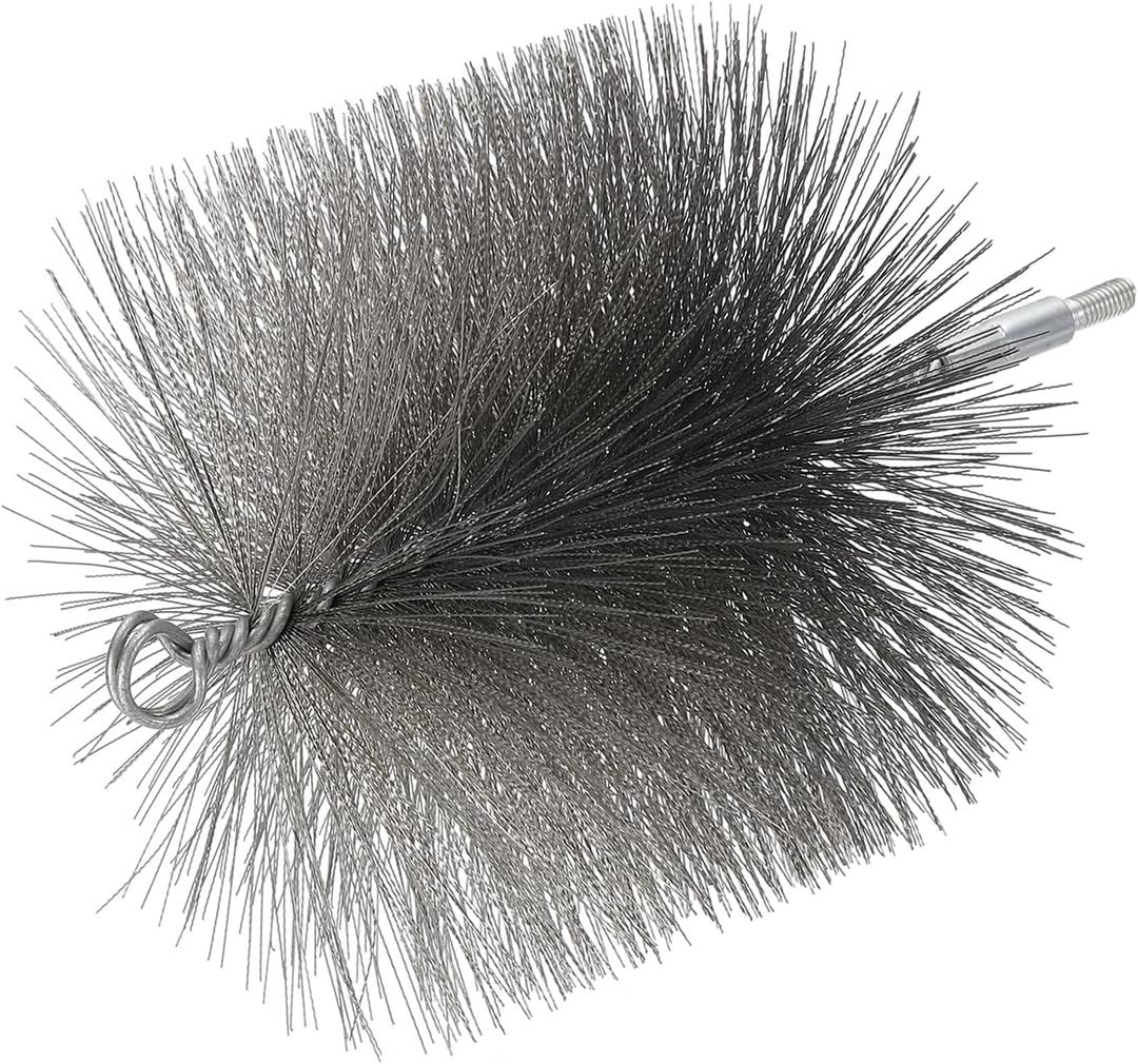PATIKIL 5" Wire Chimney Cleaning Brush, Stainless Steel Round Chimney Sweep Brush with M6 Fitting for Fireplace Burning Stove Tent Dryer Pipes, Silver