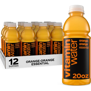 vitaminwater Essential Orange-Orange, Flavored Water Beverage, 20 fl oz Bottles, 12 Pack, BB Jan 12 26