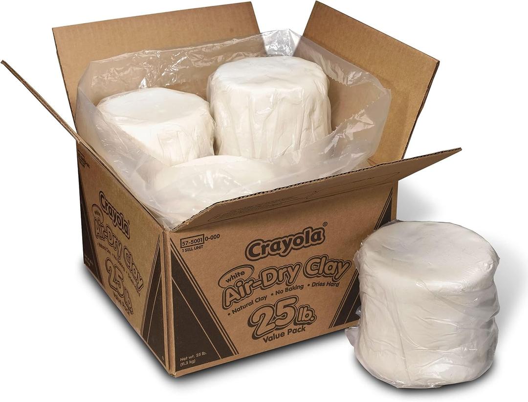 Crayola Air Dry Clay for Kids - White, Modeling Clay for Kids, Arts & Crafts, School Supplies, Teacher Classroom Must Have, 25lb (25lb Value Pack, White)