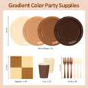 Brown Plates and Napkins Party Supplies for 24 Guests, Disposable 9 Gradient Brown Paper Plates Tableware Set for Birthday Party, Boho, Baby Shower, Autumn, Thanksgiving Decoration