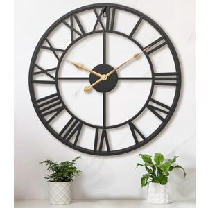 Pytha Sight 30 Inch Extra Large Giant Wall Clock,Oversized Round Silent Vintage Industrial Black Metal Farmhouse Big Roman Numeral Wall Clocks for Living Room,Kitchen,Bedroom Home Decor
