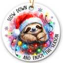 2 x Sloth Christmas Ornaments 2025, Animal Lover Gifts for Teens, Adults, Friends, Christmas Sloth Gifts for Men and Women, Ceramic Ornaments for Christmas Decorations
