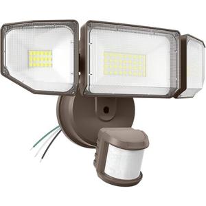 Abovizo 85W LED Security Lights Motion Sensor Light Outdoor, 8500LM Dusk to Dawn, IP65 Waterproof, 6500K, 3 Head Motion Detected Flood Light, Floodlight for Outside, Garage, Yard, Porch (Brown)